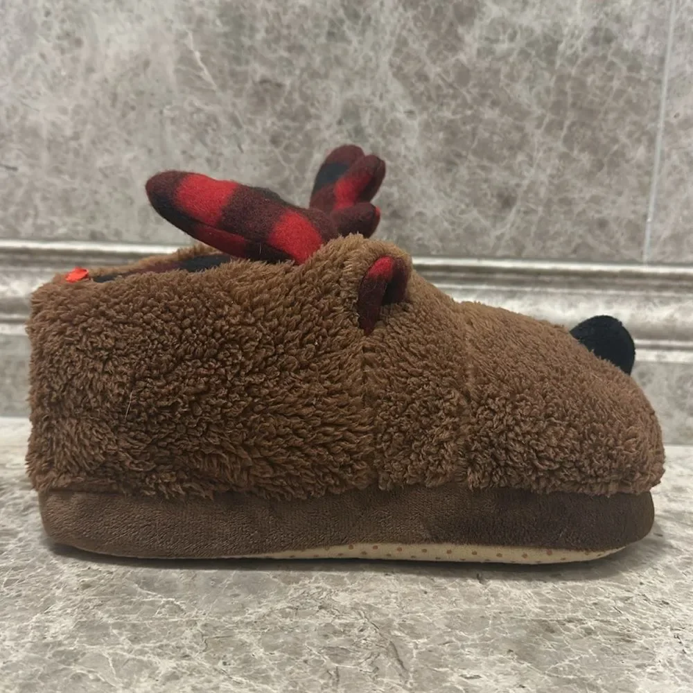 Old Navy Faux-Fur Reindeer Slippers For Kids Size 1-2